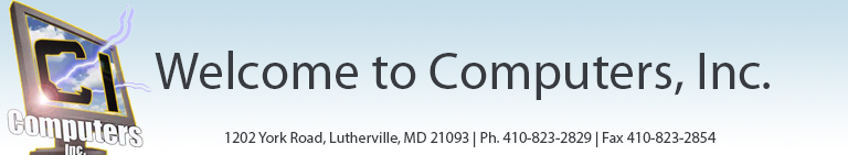 Welcome to Computers Incorporated, Located at 903 York Road, Towson, Maryland 21204, Phone: 410-823-2829, Fax: 410-823-2854